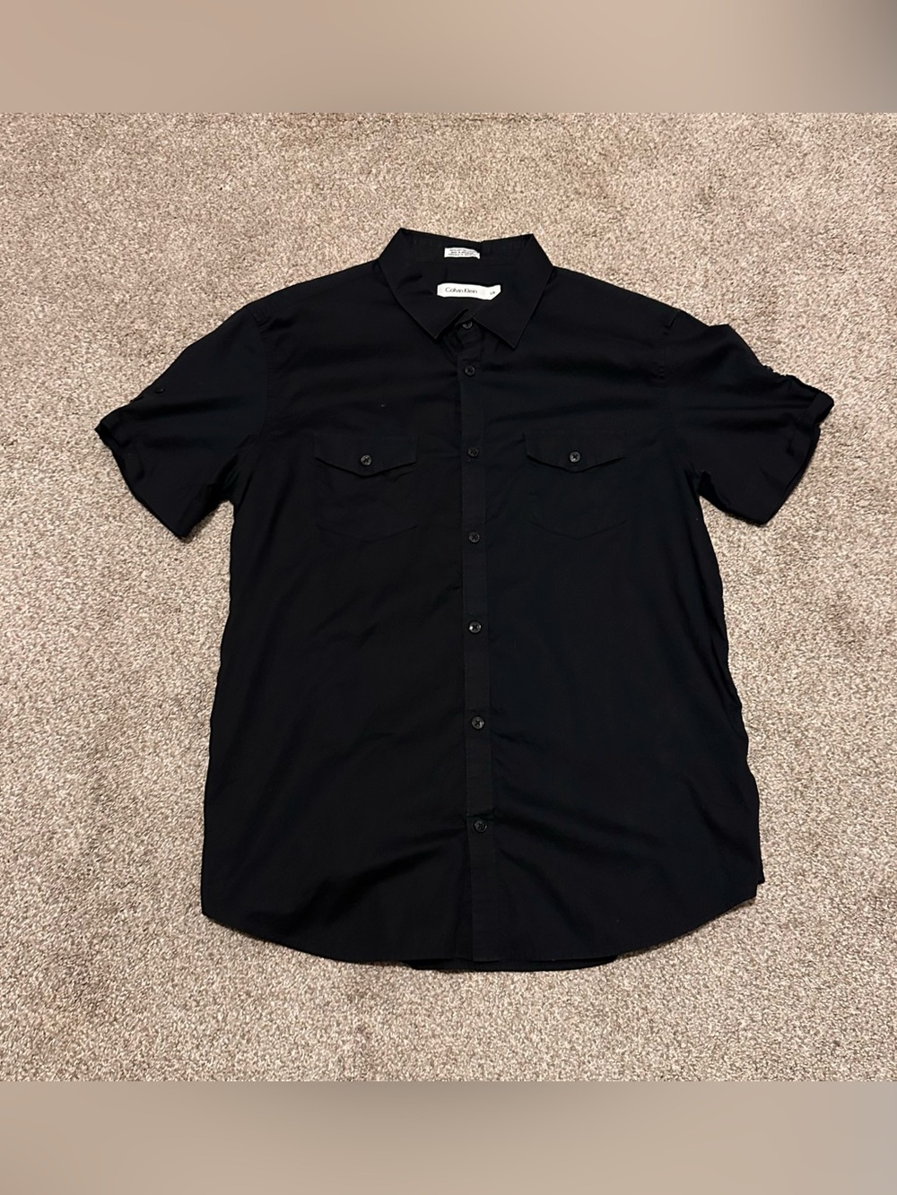 Calvin Klein Black Short-Sleeve Button-Down Shirt